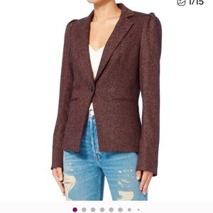 $648 Veronica Beard Bodega Chevron mauve tweed wool Dickey Jacket blazer size 6